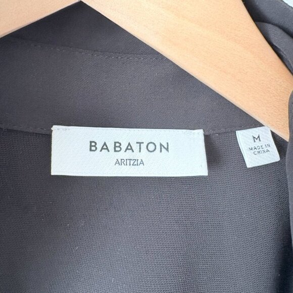 Aritzia Babaton Petra Wrap Tie Midi Dress Matte Satin Black Size Medium - Picture 8 of 10